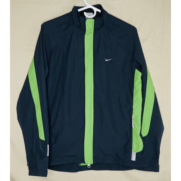 Vintage Y2K Nike MMIV Windbreaker Jacket Full Zip Navy Blue Green Women's Medium - Picture 1 of 14